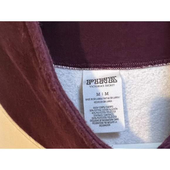 Victoria Secret Sweatshirt Maroon 1/4 Zip Sweater Love Pink Women's Medium - Picture 4 of 5
